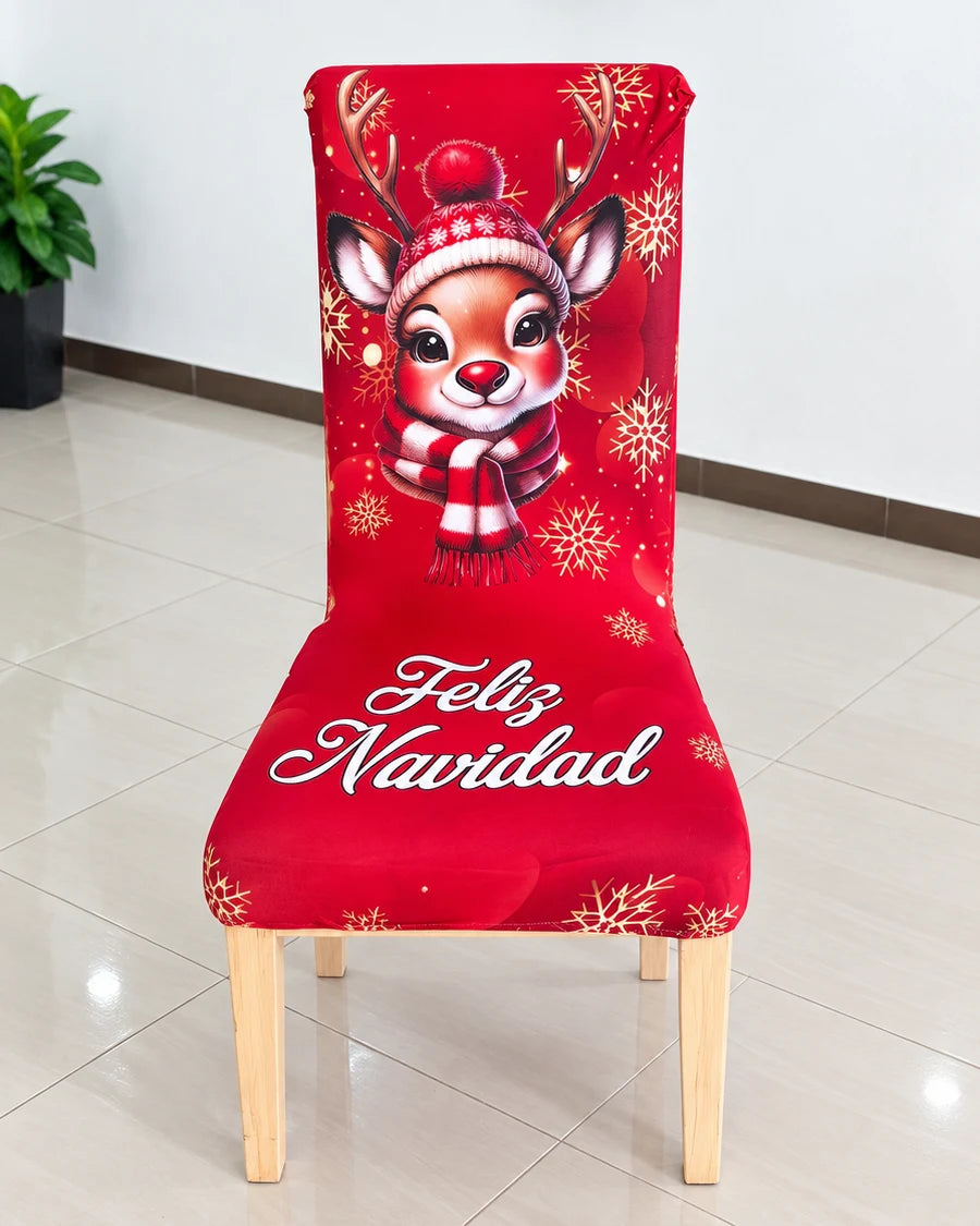 La misma silla con el forro navideño Bambi puesto