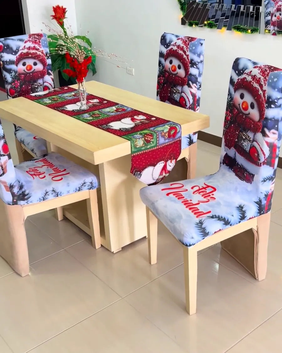 Comedor con forros Copo de Nieve en todas las sillas