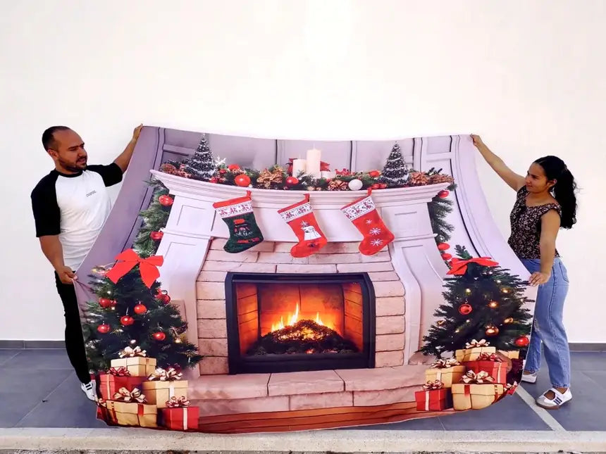 La misma pared con el telón Chimenea desplegado